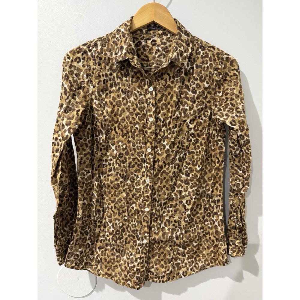 J McLaughlin Cheetah Leopard Button Down Dress Shirt Size Small M